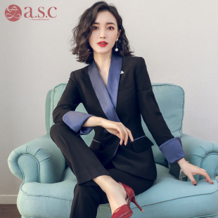 女时尚 OL正装 女套装 艾尚臣春秋季 职业装 职业套装 黑色修身 新款