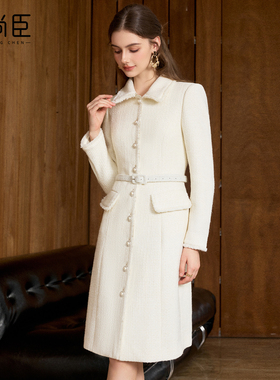 艾尚臣小洋装富家千金肌理感羊毛小香风连衣裙女中长款气质裙秋冬