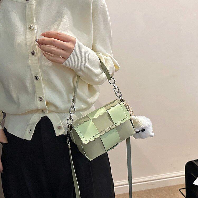 2025新款DIY包通用款女包手工包包磁扣有挂件深绿材料包牛油果绿