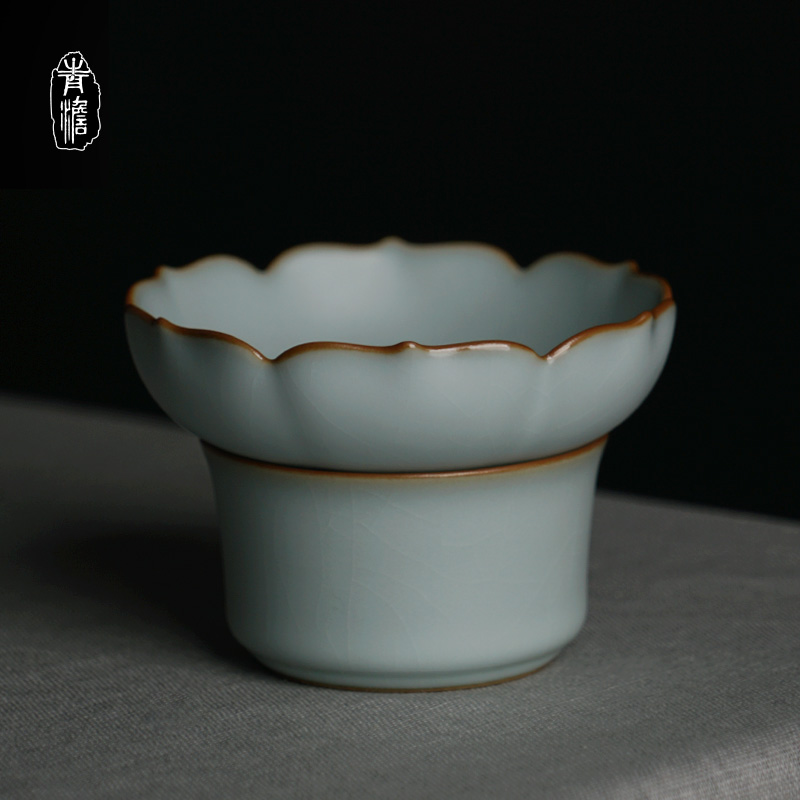 汝窑茶漏套装茶叶过滤茶具配件景德镇手工陶瓷汝瓷开片青瓷冰裂釉