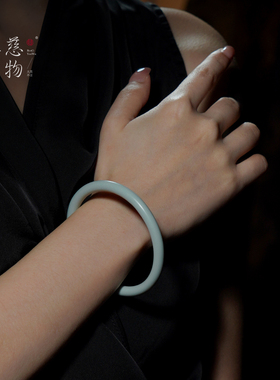 汝窑贵妃镯天青色手镯陶瓷