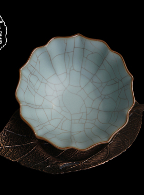 青澹汝窑茶杯主人杯单杯陶瓷手工品茗杯茶盏景德镇汝瓷功夫茶茶具