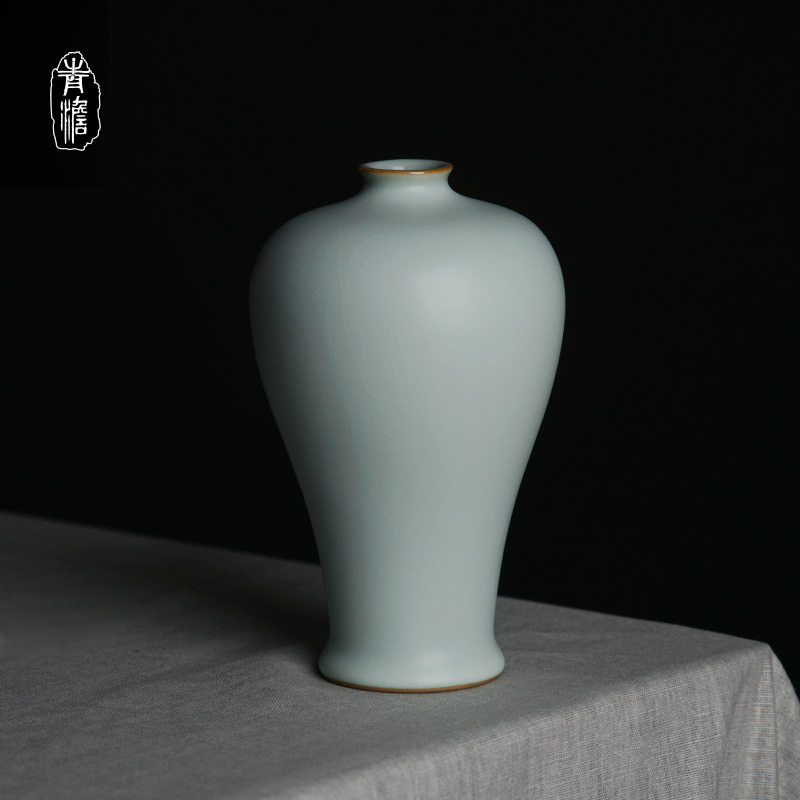 景德镇汝窑陶瓷中式风家居梅瓶
