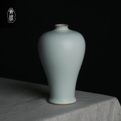 汝窑梅瓶景德镇陶瓷花瓶摆件客厅插花中式 饰品 仿古瓷器青瓷家居装