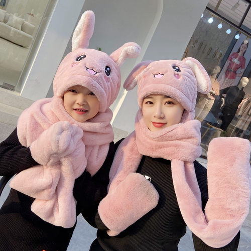网红耳朵会动围巾手套帽子