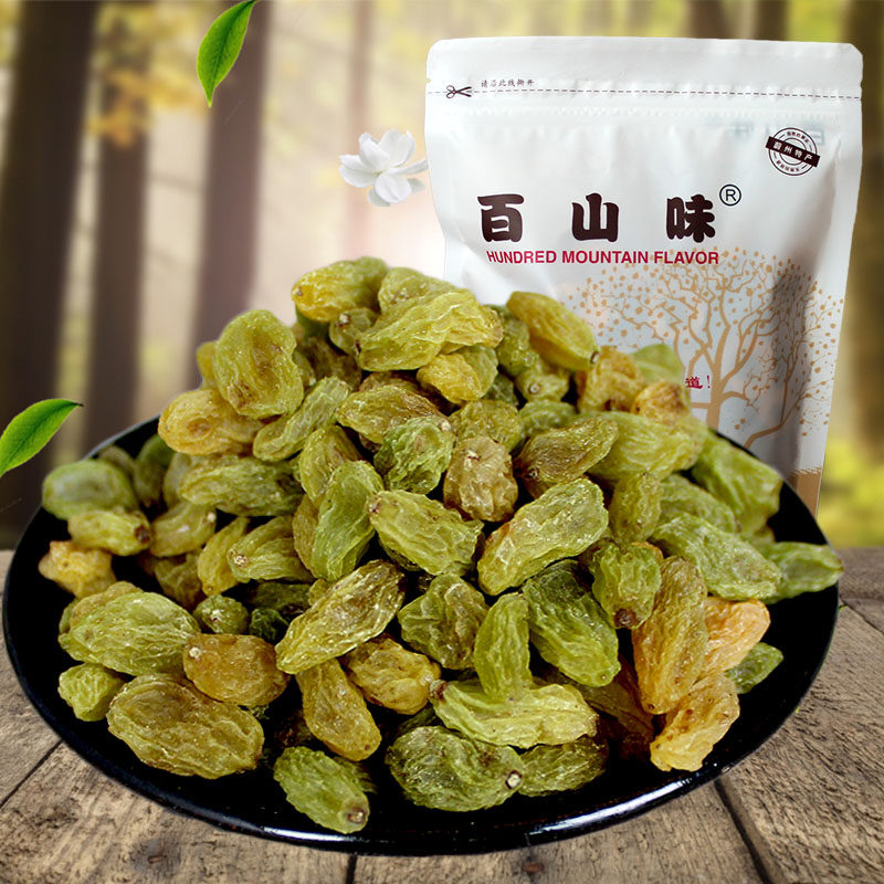 百山味绿葡萄干500克新疆特产原味水果干美味零食不添加香甜新货