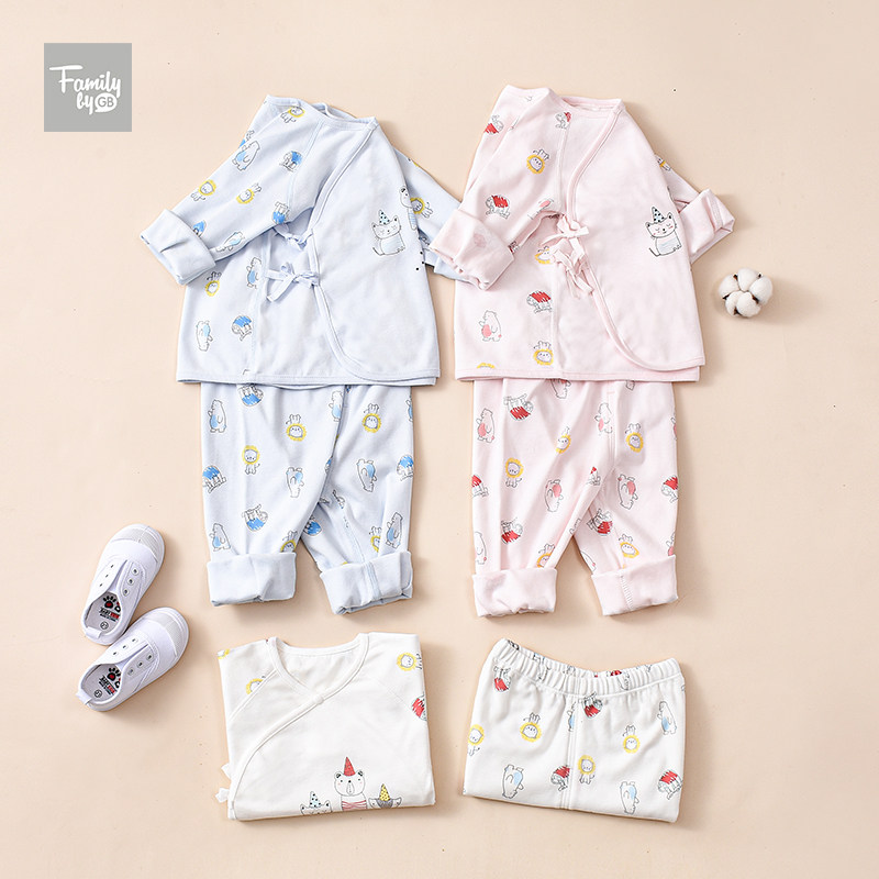 好孩子gb新生婴儿长袖系带衫套装纯棉两件套分体和尚服套装