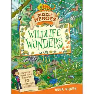 Puzzle Heroes Wildlife Wonders 野生动物奇观 益智活动书 智力谜题 亚马逊热带雨林 撒哈拉沙漠 大珊瑚堡礁 英文原版进口图书