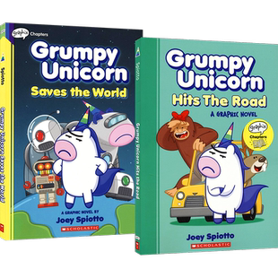 Scholastic Grumpy Unicorn Hits the Road Saves the World 坏脾气的独角兽 1 2 全彩搞笑漫画 美国学乐 英文原版进口儿童图书