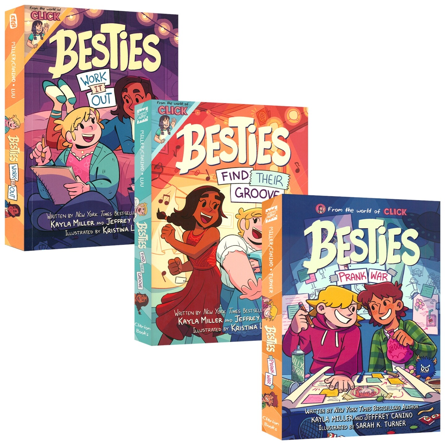 Besties Work It Out Find Their Groove 闺蜜 1-3 英文漫画书 校园成长故事 温馨友谊 青少年课外读物 英文原版进口图书