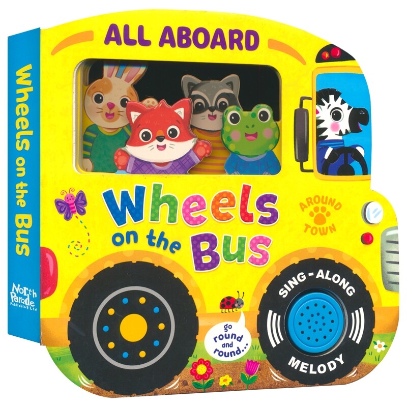 Sing Along Melody Wheels on the Bus 儿歌童谣发声书 巴士上的轮子 公交车形状绘本 纸板书 早期英语启蒙 英文原版进口儿童图书
