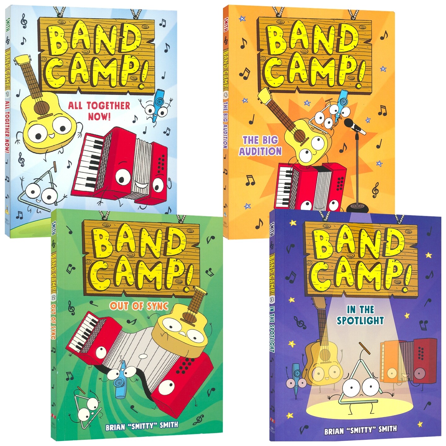 Band Camp! 乐队夏令营1-4册 全彩漫画图像小说 幽默友谊故事 音乐乐器元素 英文原版进口儿童图书 The big audition Spotlight