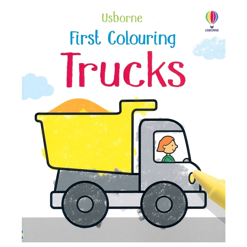 Usborne First Colouring Trucks 尤斯伯恩 宝宝涂色书 卡车主题 艺术启蒙 英语早教 单词学习 握笔训练 英文原版进口图书
