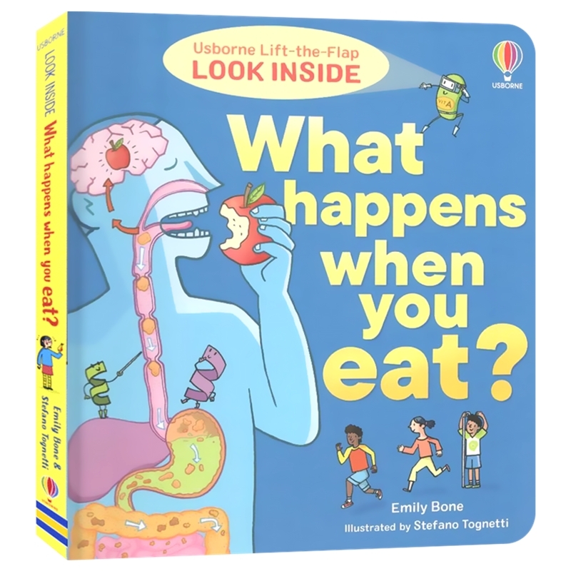 Usborne Look Inside What Happens When You Eat 看里面低幼版揭秘人体消化器官 英语科普知识翻翻纸板书 英文原版进口儿童图书