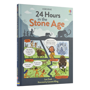 Usborne 24 Hours in the Stone Age Space Jungle 石器时代太空丛林海底月球24小时 儿童科普百科绘本 课外读物 英文原版进口图书