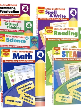 Evan-Moor Skill Sharpeners Grade 4 美国加州小学四年级练习册 技能铅笔刀 Reading math Spell & Write 儿童英文原版进口教辅