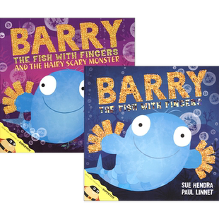 Barry the Fish with Fingers Hairy Scary Monster 长着手指的鱼2册 土豆超人作者Sue Hendra作品 儿童故事绘本 英文原版进口图书