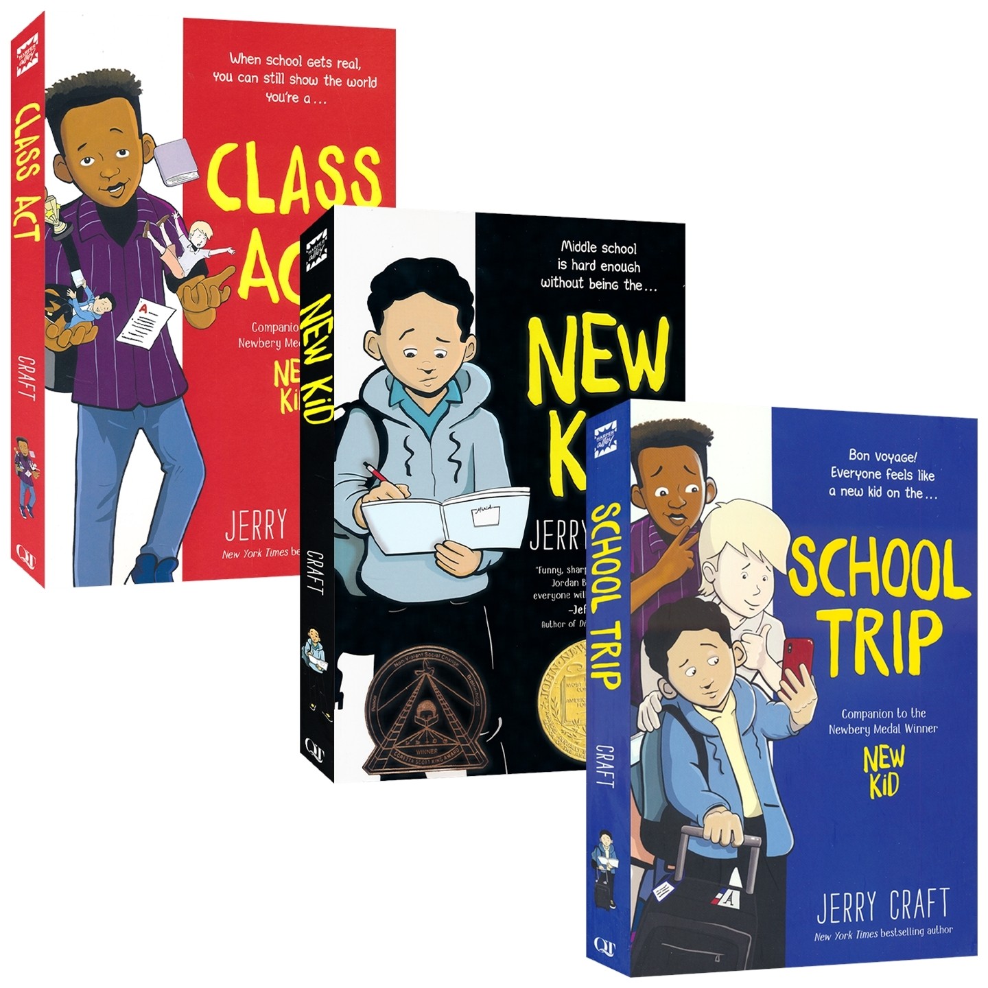 New Kid Class Act 新生系列漫画小说3册 多元文化 成长故事 青少年英语课外阅读读物 纽伯瑞儿童文学金奖  英文原版进口图书