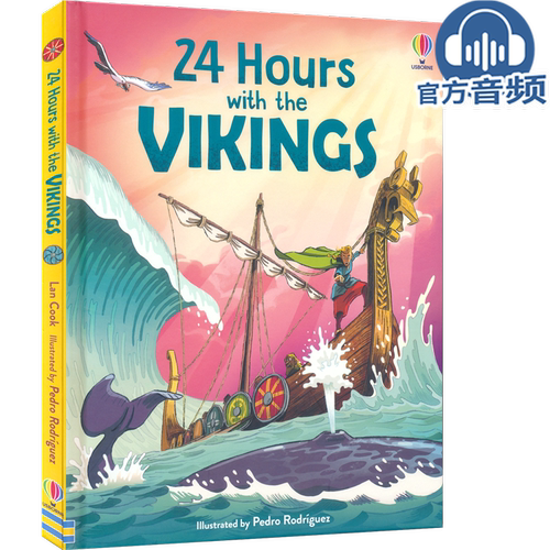 【自营】Usborne 24 Hours with the Vikings 维京海盗的24小时 科普漫画 精装全彩图画书赠音频 英语课外阅读故事书 英文原版进口