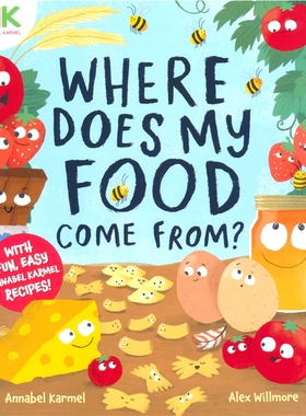 Where Does My Food Come From 我的食物从哪里来 插画师Alex Willmore 少儿科普读物 实用儿童食谱 亲子互动 英文原版