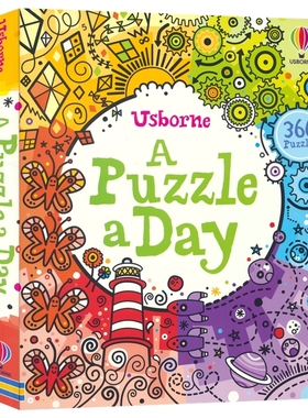 Usborne A Puzzle a Day 一整年解谜活动册 366个活动 7-10岁 儿童英语趣味益智活动 迷宫字谜智力游戏 思维训练 英文原版进口图书