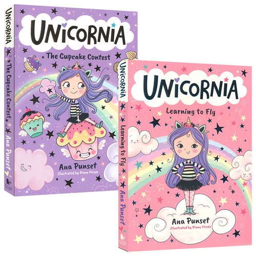 【自营】Unicornia Learning to Fly The Cupcake Contest 独角兽学院1&3 桥梁书 初级章节小说 小学生英语课外读物 英文原版进口