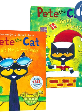 Pete the Cat Saves Christmas Magic Sunglasses 皮特猫拯救圣诞节 魔法太阳镜 赠音频 故事绘本性格养成书 英文原版进口儿童图书