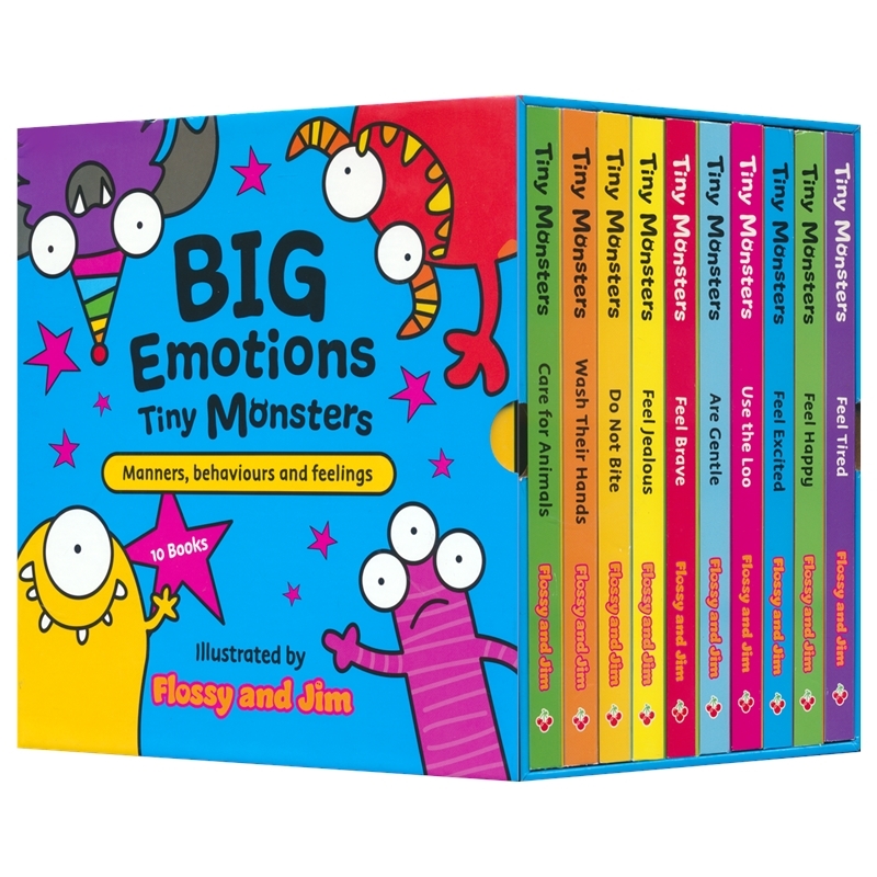 Big Emotions Tiny Monsters 大情绪小怪物 英文故事绘本 纸板书 10册 精美盒装  礼仪教育 行为情绪 幼儿认知启蒙  英文原版