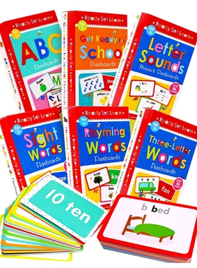 Ready, Set, Learn Flashcards 配套字卡6盒 Sight Words 常用词ABC字母发音学前启蒙高效英语闪卡高频词卡片 英文原版进口