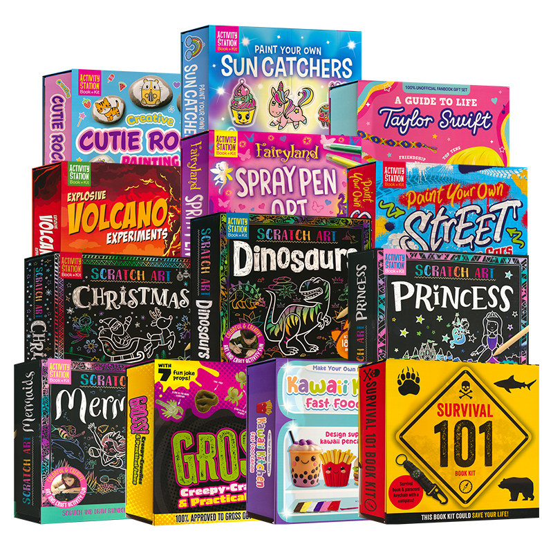 Activity Station Book Kit Scratch Art Painting 儿童手工活动套盒 科学实验 绘画艺术 创意设计 英文原版进口儿童图书