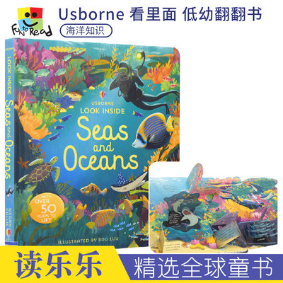 Usborne Look Inside Seas and Oceans 海洋 看里面低幼版 儿童英语百科科普知识翻翻书纸板书 英文原版进口图书