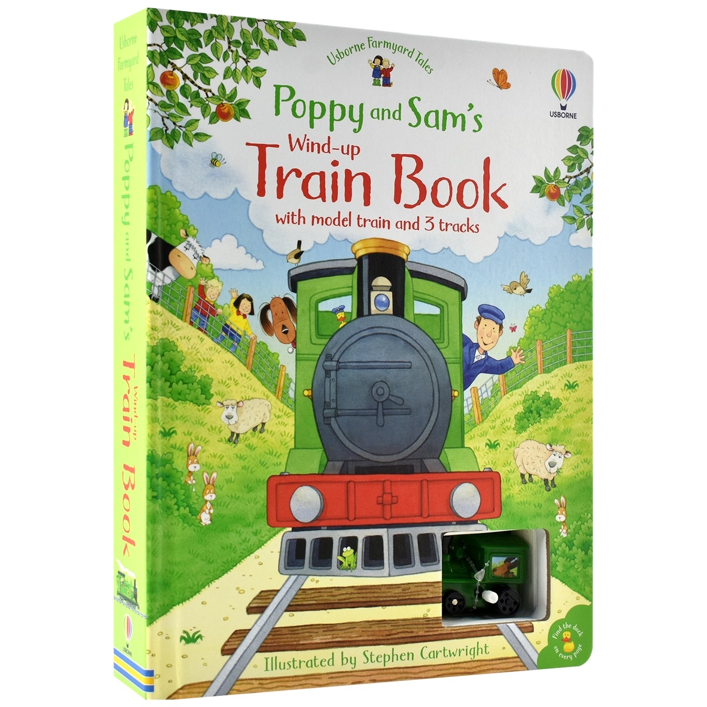 【自营】Usborne Poppy and Sam's Wind-Up Train Book 发条蒸汽火车 轨道书 农场故事 波比和山姆纸板玩具书 英文原版进口儿童