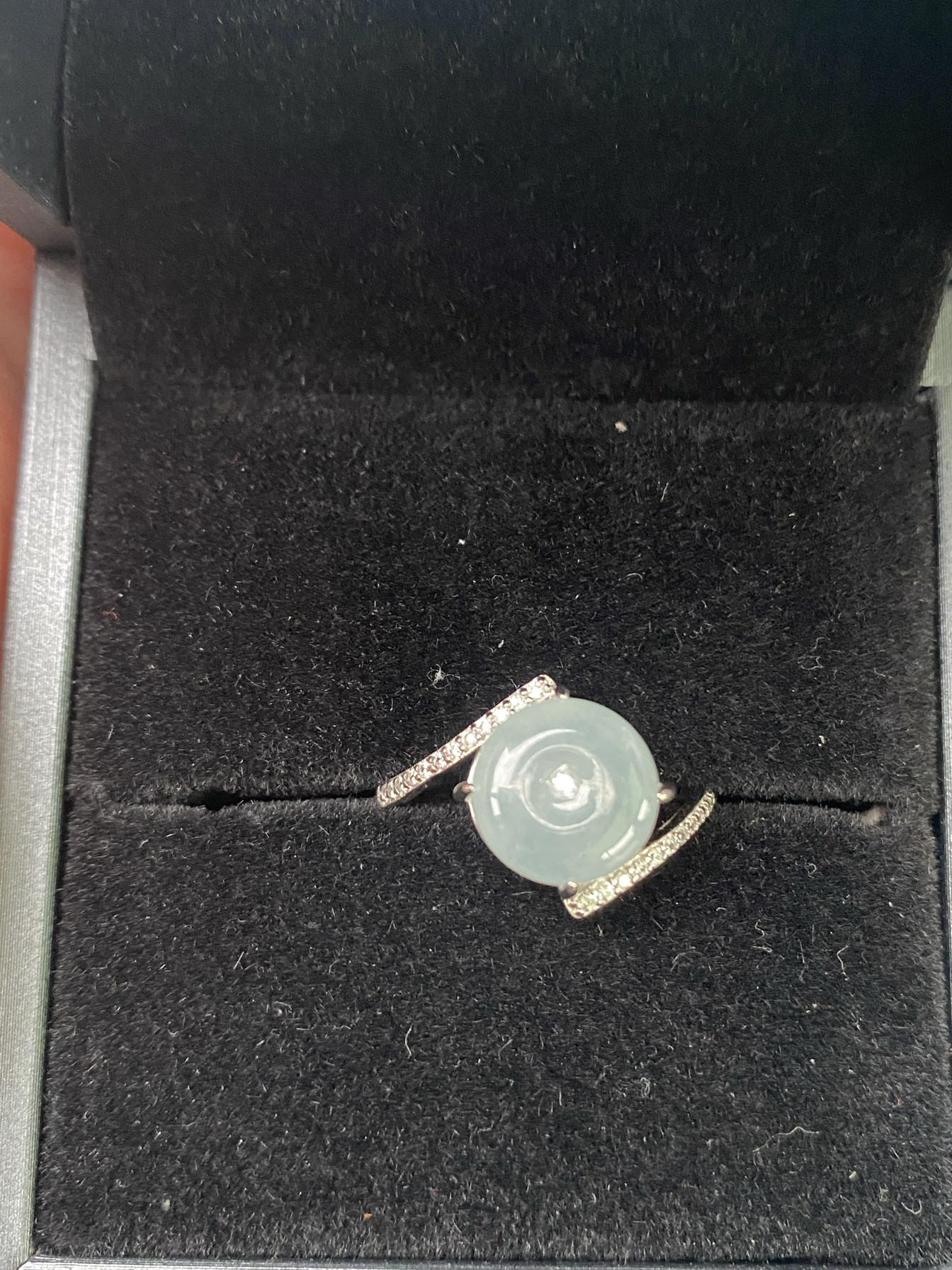 s925银镶天然a货翡翠平安扣戒指冰种玉戒圈时尚可调节女指环