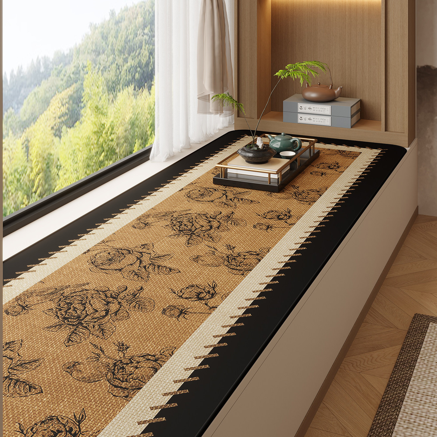 新款飘窗垫窗台垫中古风高级感防尘耐脏盖布四季通用主卧阳台垫子