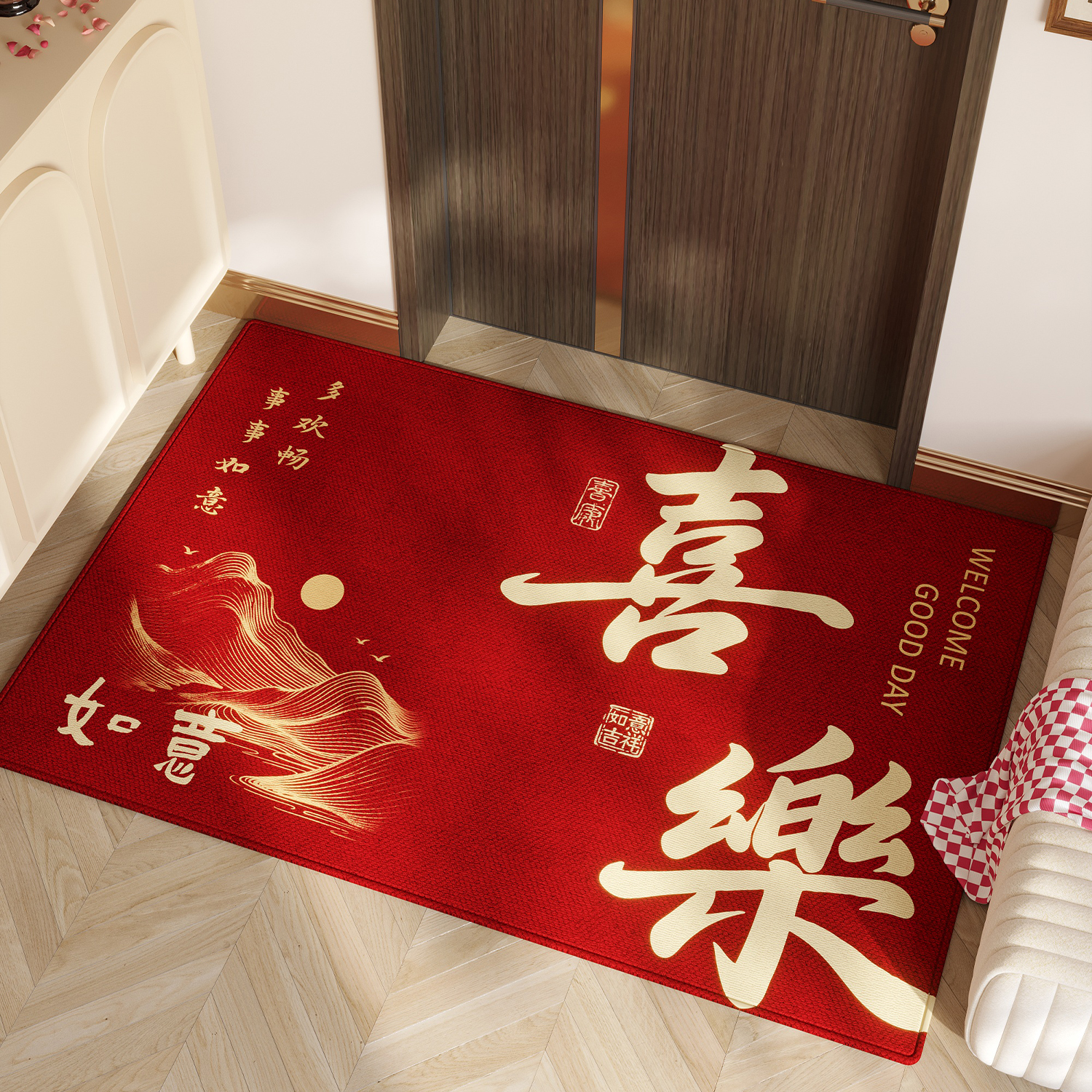 入户门地垫红色防滑可裁剪