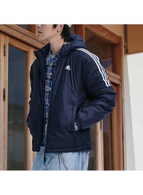 阿迪达斯棉服外套男装新款运动服保暖休闲连帽上衣夹克棉衣KF6757
