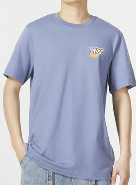 NIKE耐克短袖T恤男装运动服度假法斗印花圆领休闲上衣FD6637-493