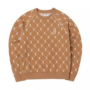 3AMTM0144 MLB 舒适 男女情侣圆领钻石老花套头卫衣时尚 秋季