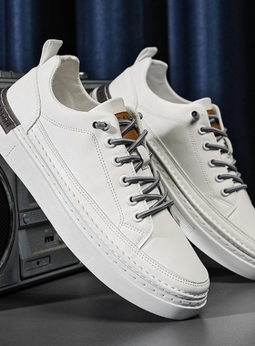 X6274P35男款黑色防水皮鞋工作男鞋春季2023新款运动休闲平底板鞋