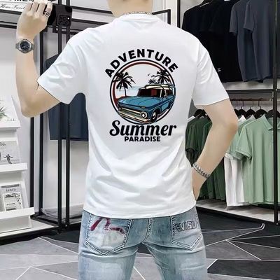 潮牌男装短袖t恤男款2025夏季新款时尚半袖上衣休闲潮流百搭圆领T