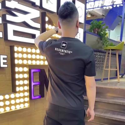 夏季潮牌简约字母印花短袖t恤男士青年痞帅时尚百搭修身半袖上衣