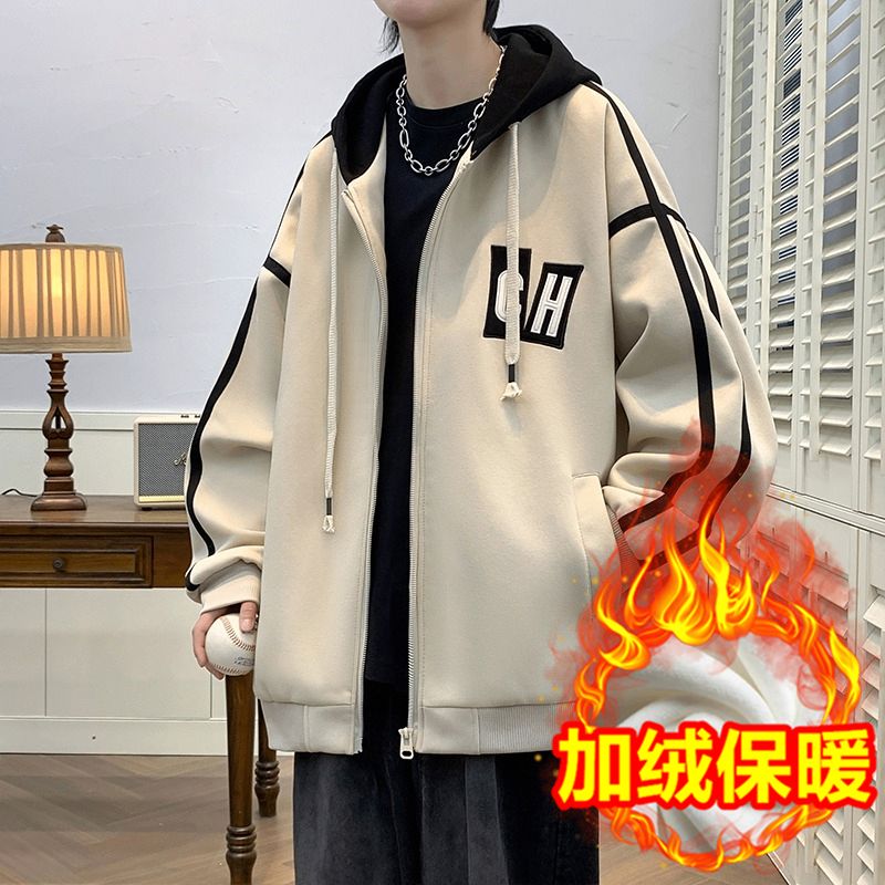 春秋冬季新款外套男生学生帅气开衫棒球服夹克潮牌青少年男装连帽