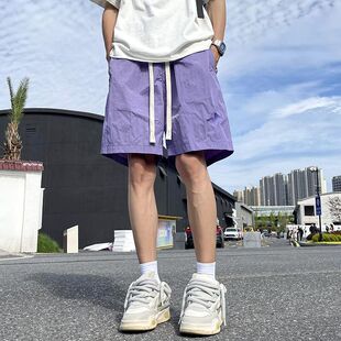 速干可下水游泳运动短裤 休闲短裤 潮流百搭纯色宽松四分裤 夏季 男士