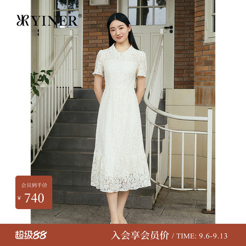 YINER音儿夏季烫金蕾丝连衣裙