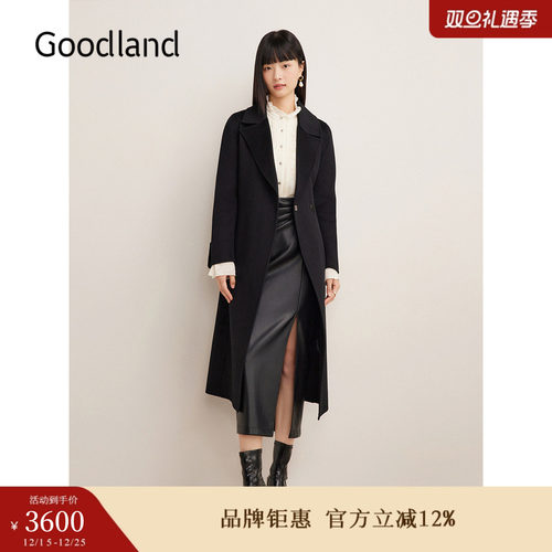 【100山羊绒】Goodland美地女装冬季时尚双面毛呢大衣法式外套