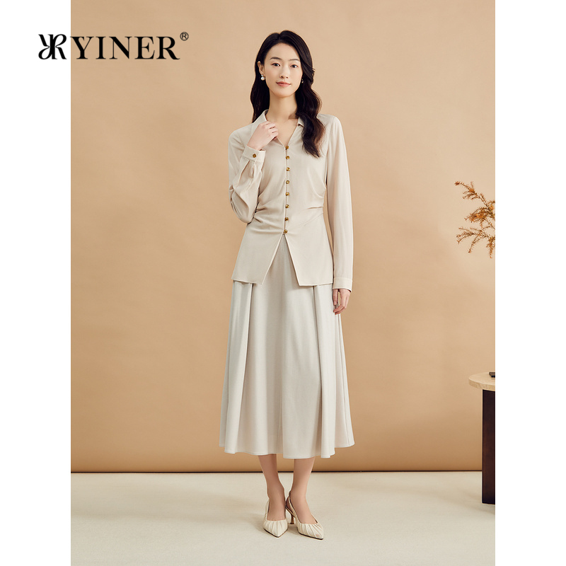 【真丝系列】YINER音儿秋季桑蚕丝衬衫海鸥领轻上衣