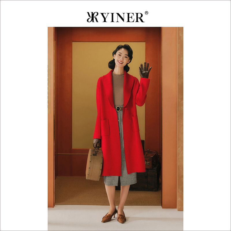 【1996系列】YINER音儿女装冬季羊绒含绵羊毛安可拉红针织衫