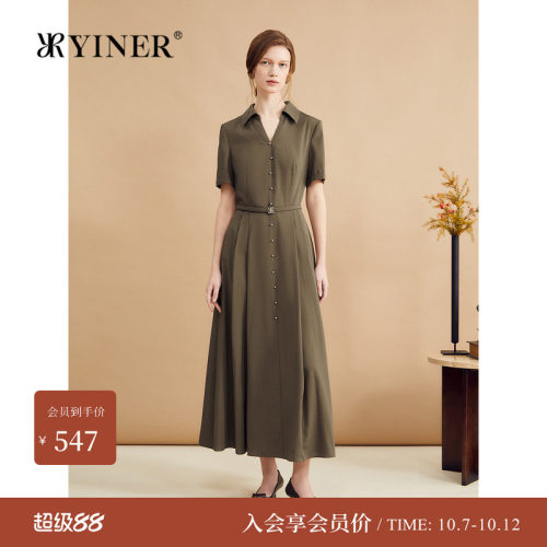 音儿女装秋季法式海鸥领连衣裙