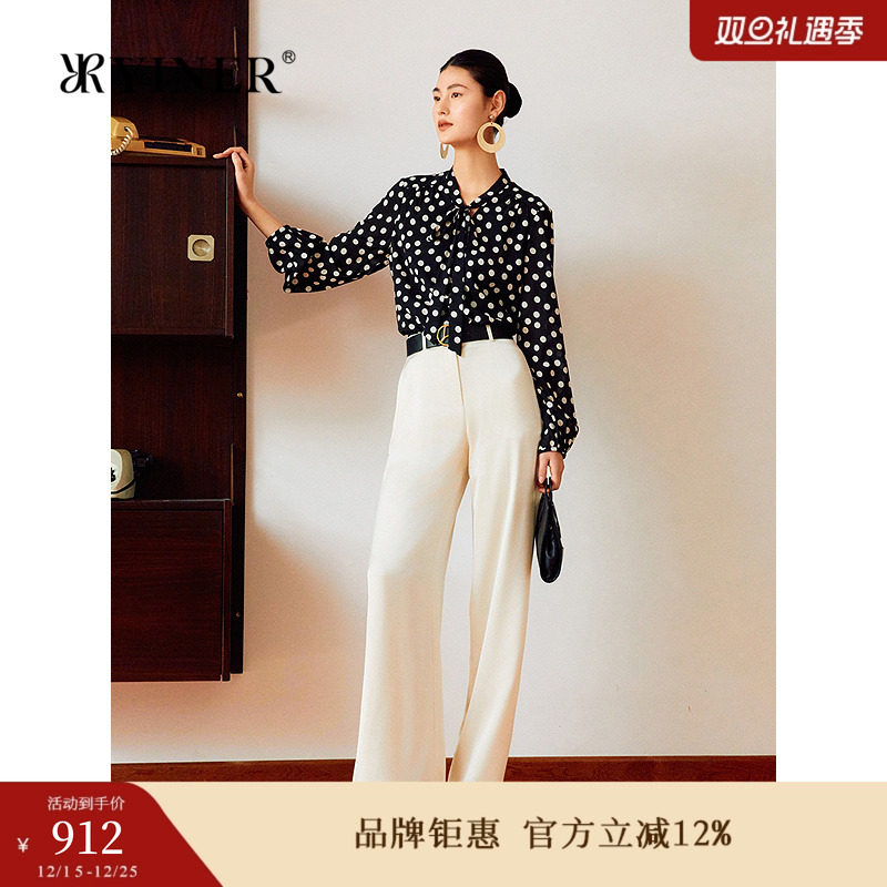 【真丝系列】YINER音儿2025夏季新款弹力桑蚕丝复古上衣波点