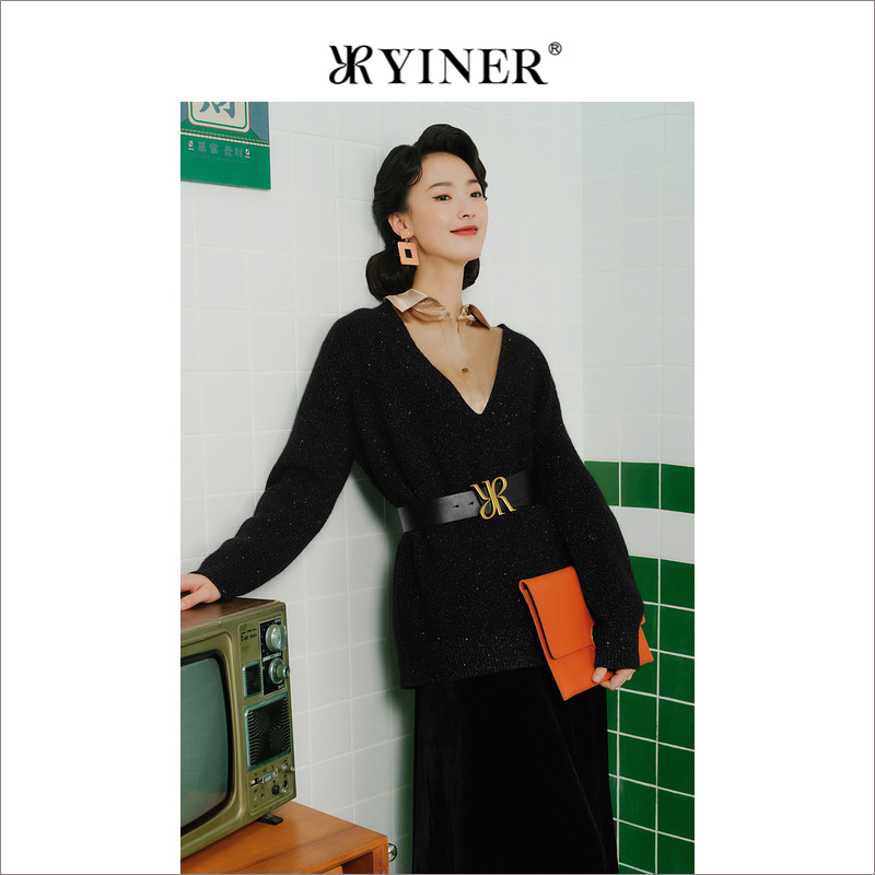 【1996系列】YINER音儿女装冬季羊绒含绵羊毛闪丝针织衫